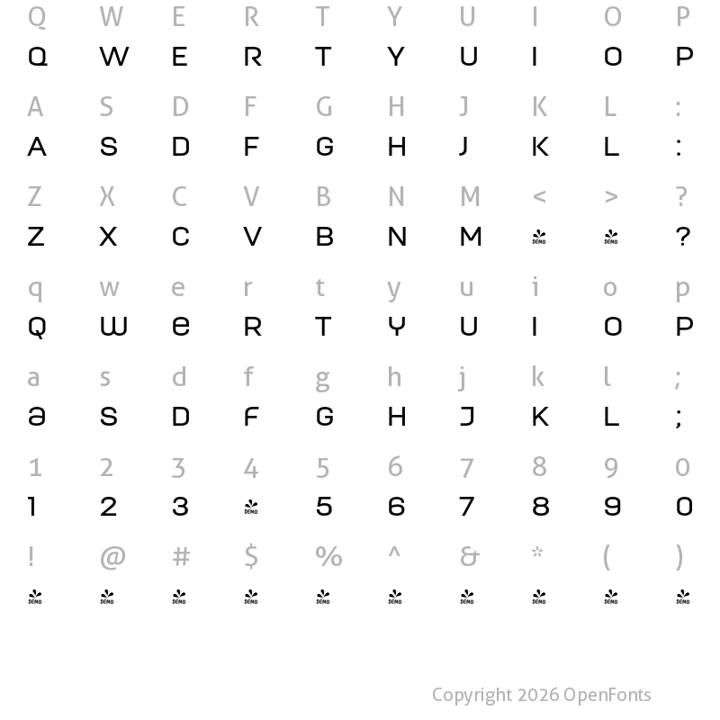 Character Map of FONTSPRING DEMO - ModernaUnicase Medium Regular