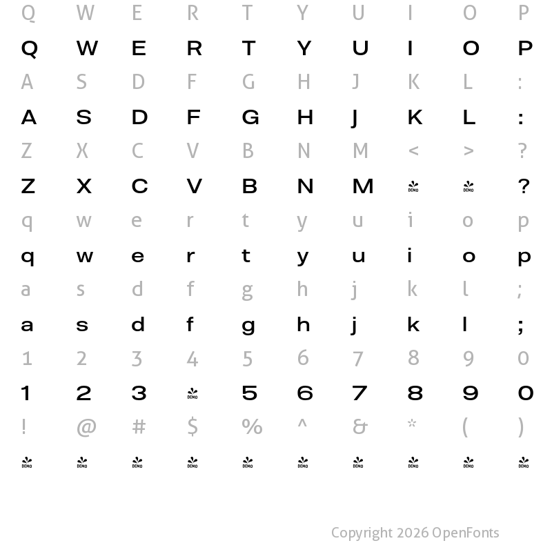 Character Map of FONTSPRING DEMO - Molde SemiExpanded-Medium Regular