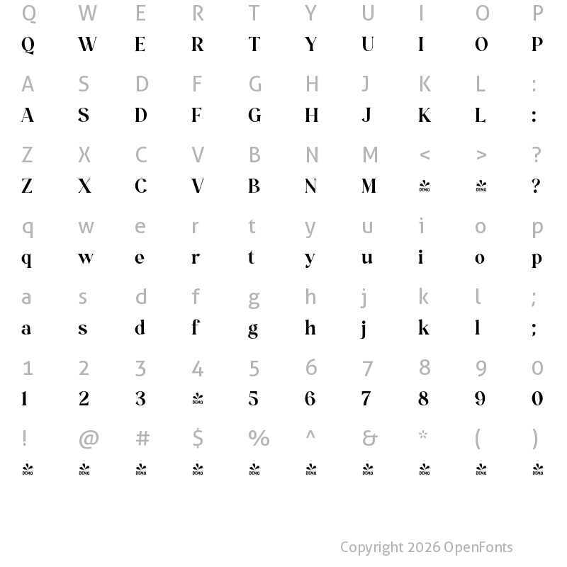 Character Map of FONTSPRING DEMO - Moldecta Bold Bold