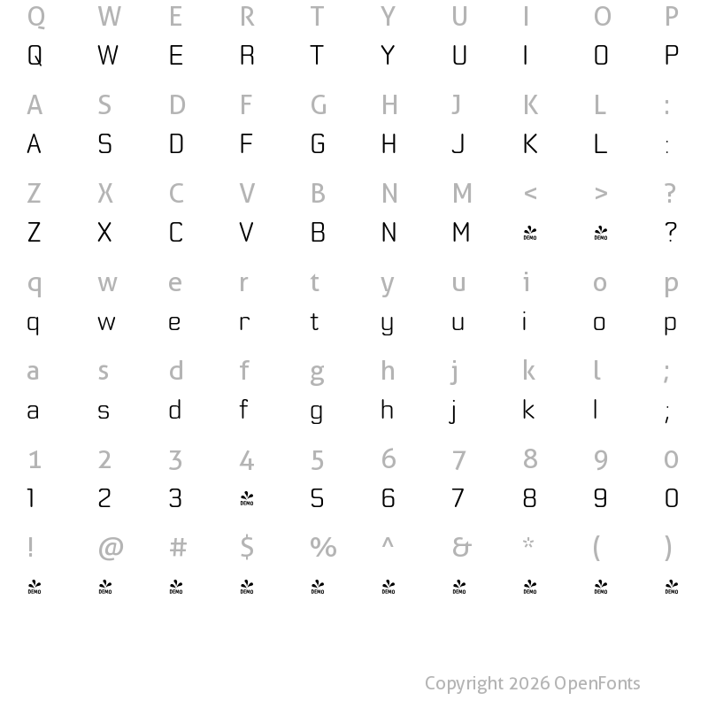 Character Map of FONTSPRING DEMO - Moldr Book Regular