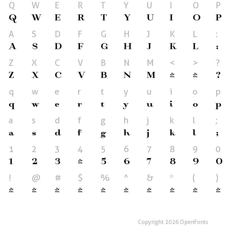 Character Map of FONTSPRING DEMO - Monden Heavy Regular