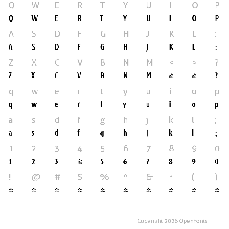 Character Map of FONTSPRING DEMO - Monem Regular