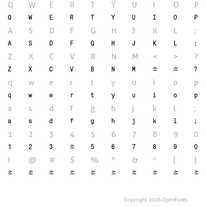 Character Map of FONTSPRING DEMO - MonoCondensed Bold