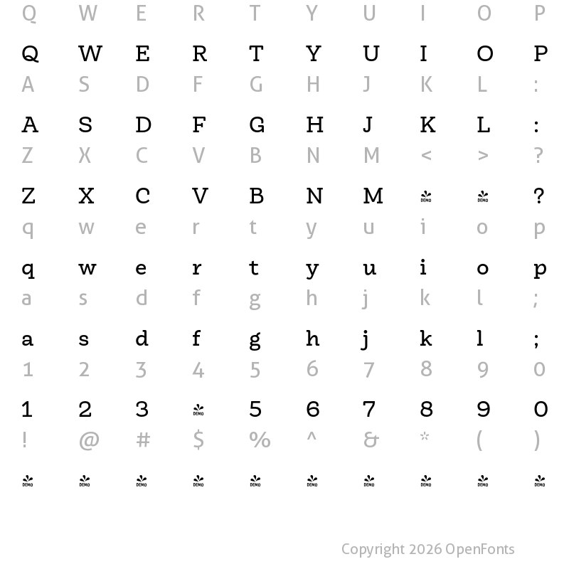 Character Map of FONTSPRING DEMO - Monroe Regular