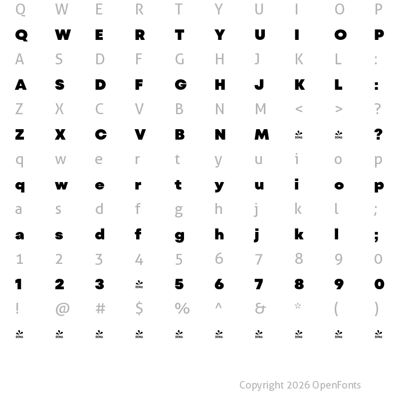 Character Map of FONTSPRING DEMO - Mont Blanc Black Regular