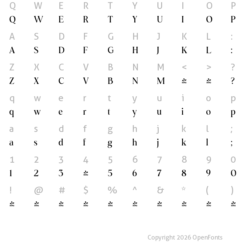 Character Map of FONTSPRING DEMO - Montas Med Regular