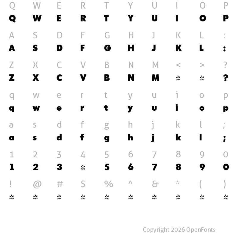 Character Map of FONTSPRING DEMO - Montreal Serial Heavy Regular