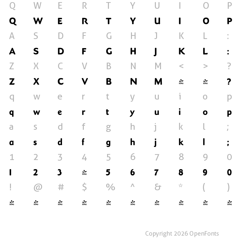 Character Map of FONTSPRING DEMO - Moon Cresta Rg Regular