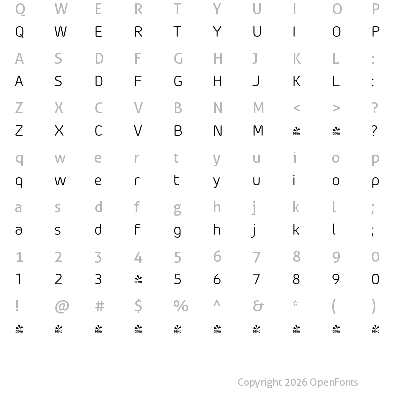 Character Map of FONTSPRING DEMO - Morebi Rounded Regular