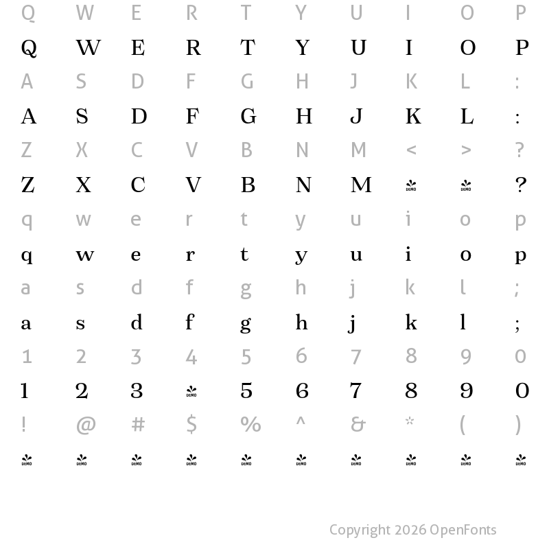 Character Map of FONTSPRING DEMO - Morison Regular