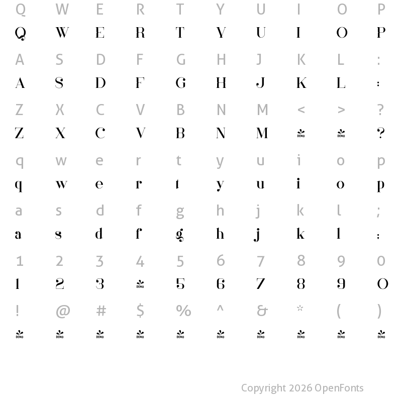 Character Map of FONTSPRING DEMO - Mother VP Bold