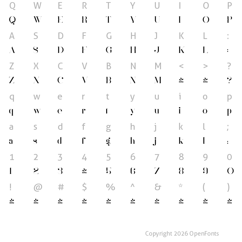 Character Map of FONTSPRING DEMO - Mother VP Regular