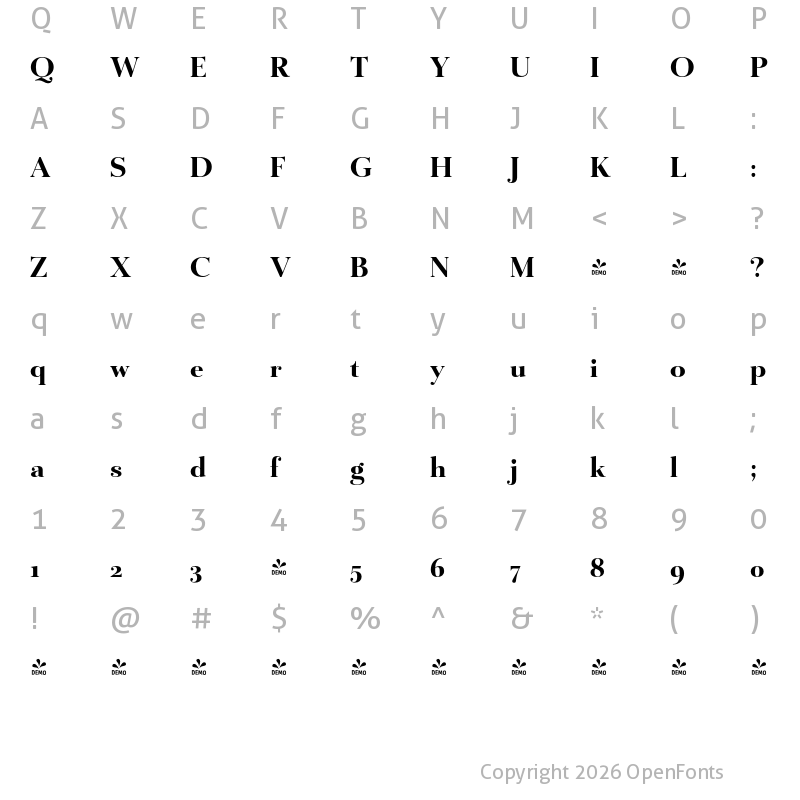 Character Map of FONTSPRING DEMO - Mr Gabe Bold