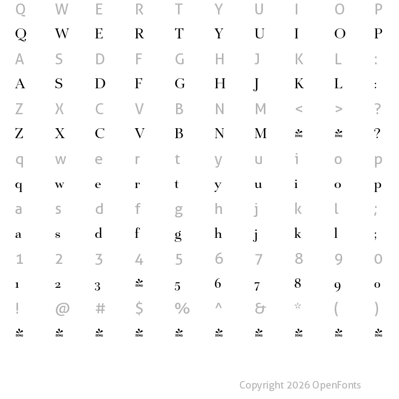 Character Map of FONTSPRING DEMO - Mr Gabe Regular