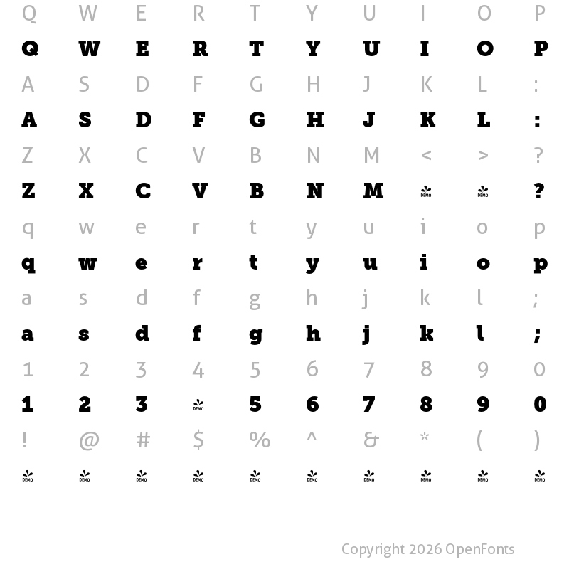 Character Map of FONTSPRING DEMO - Museo Slab 1000 Regular