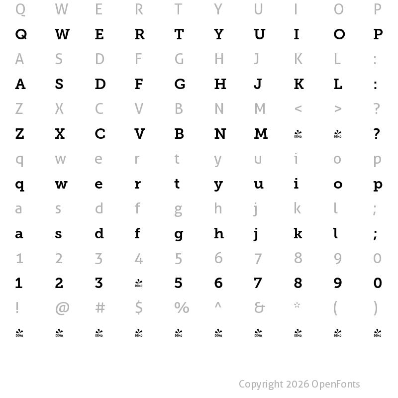 Character Map of FONTSPRING DEMO - Museo Slab 700 Regular