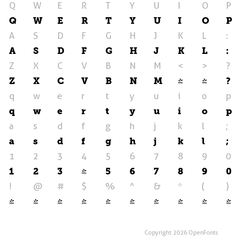 Character Map of FONTSPRING DEMO - Museo Slab 900 Regular