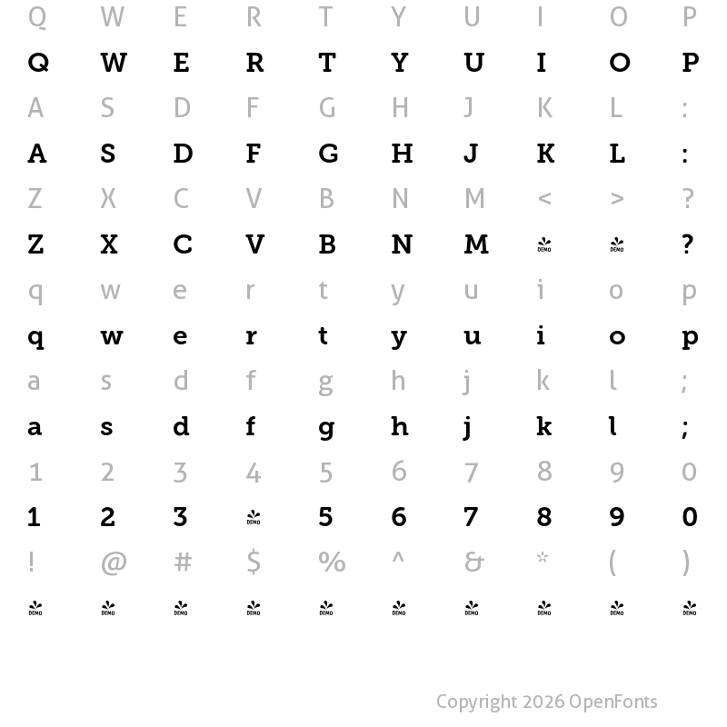 Character Map of FONTSPRING DEMO - Museo Slab Rounded 700 Regular
