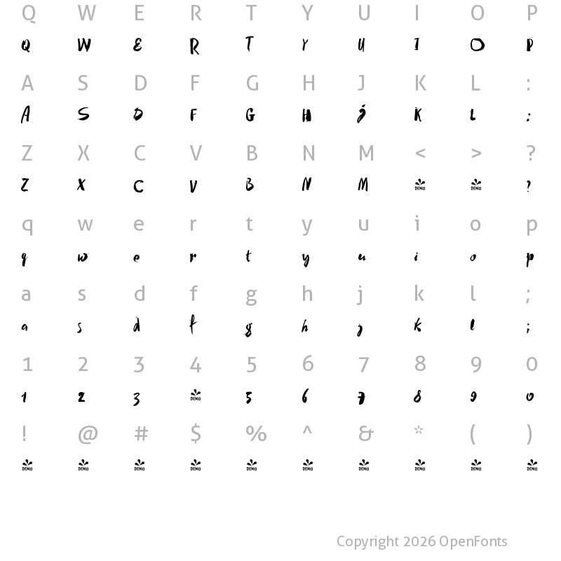 Character Map of FONTSPRING DEMO - MY WAY Regular