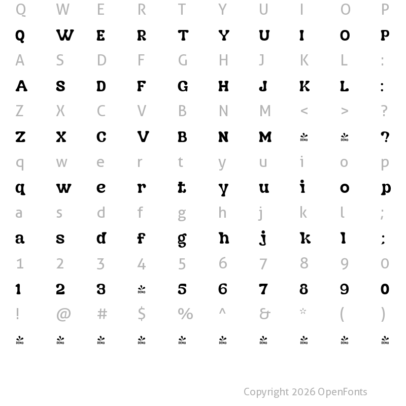 Character Map of FONTSPRING DEMO - Nagbuloe Regular