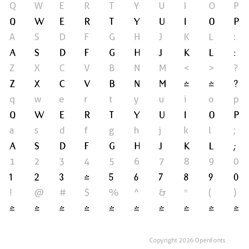 Character Map of FONTSPRING DEMO - Naive Sans Black Regular