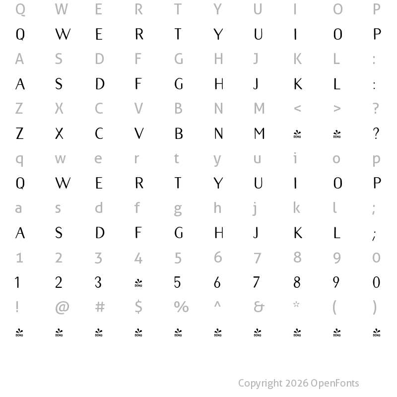 Character Map of FONTSPRING DEMO - Naive Sans Bold Regular