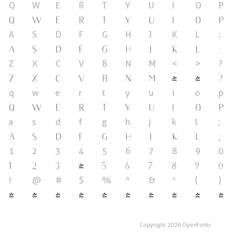 Character Map of FONTSPRING DEMO - Naive Sans Light Regular