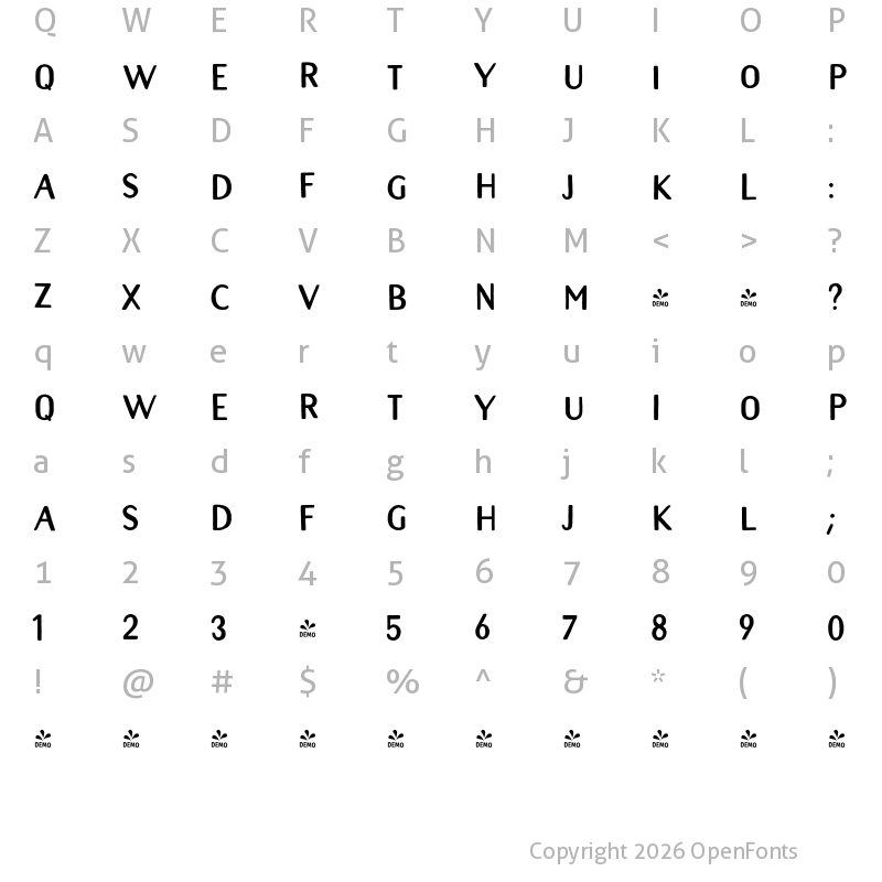 Character Map of FONTSPRING DEMO - Naive Sans Shake Extrablack Regular