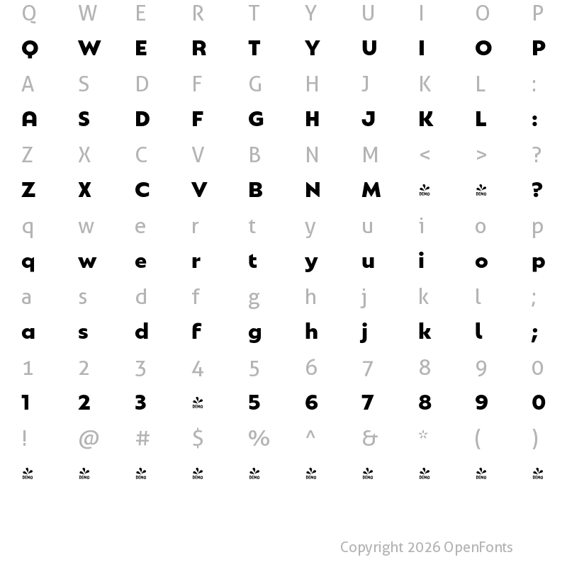 Character Map of FONTSPRING DEMO - Natom Pro Bold