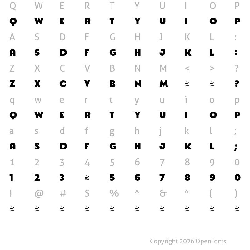 Character Map of FONTSPRING DEMO - Natom Pro Title Black Regular