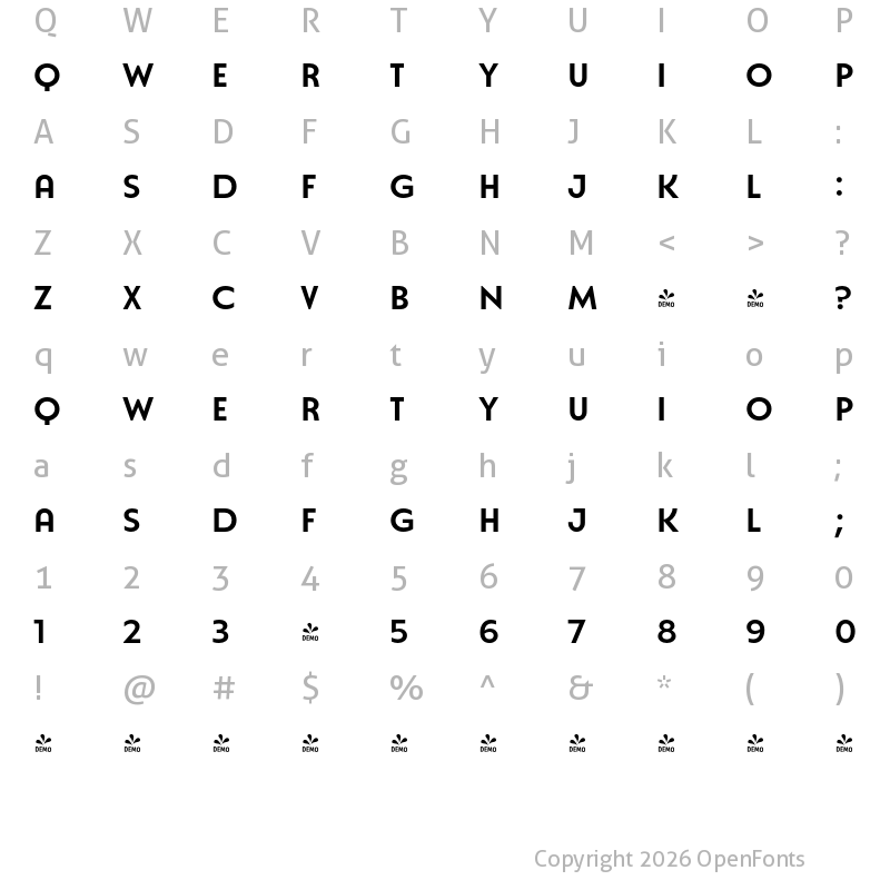 Character Map of FONTSPRING DEMO - Natom Pro Title Medium Regular