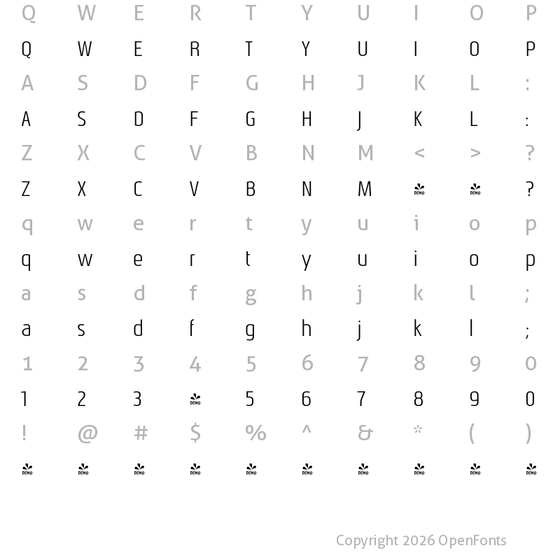 Character Map of FONTSPRING DEMO - Nautikka Regular