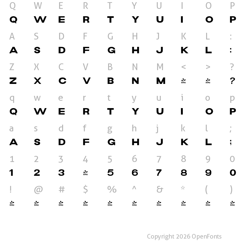 Character Map of FONTSPRING DEMO - Navill Bold