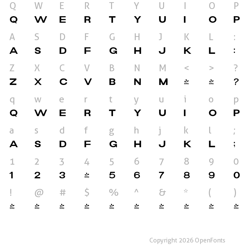 Character Map of FONTSPRING DEMO - NavillemBd Regular