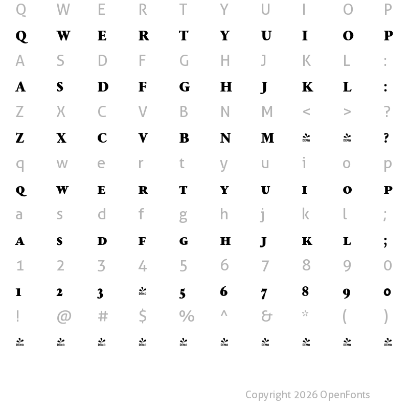 Character Map of FONTSPRING DEMO - NCT Granite SC ExtraBold SC Regular