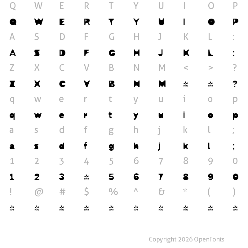 Character Map of FONTSPRING DEMO - Neo Grotesk Display Medium Regular