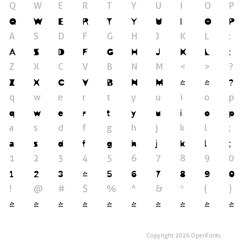 Character Map of FONTSPRING DEMO - Neo Grotesk Display Regular