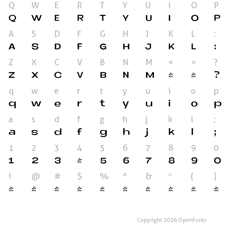 Character Map of FONTSPRING DEMO - Neue Metana SemBd Regular