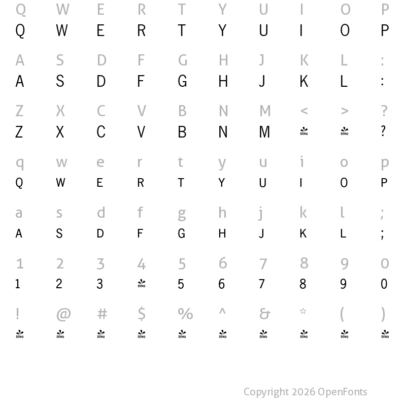 Character Map of FONTSPRING DEMO - NewsGotDCDReg Regular
