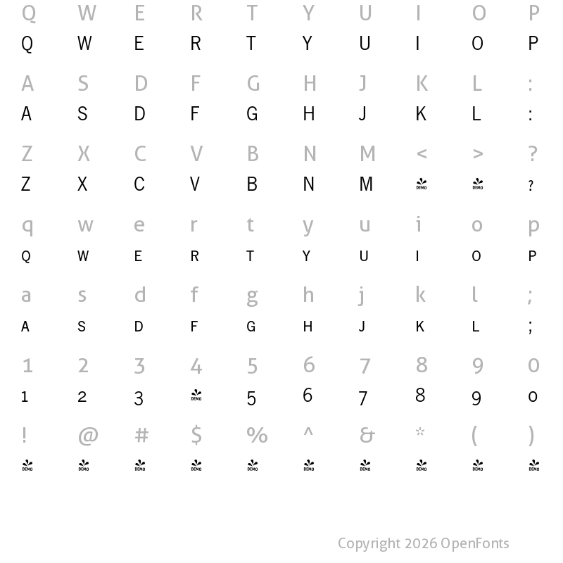 Character Map of FONTSPRING DEMO - NewsGotSCReg Regular