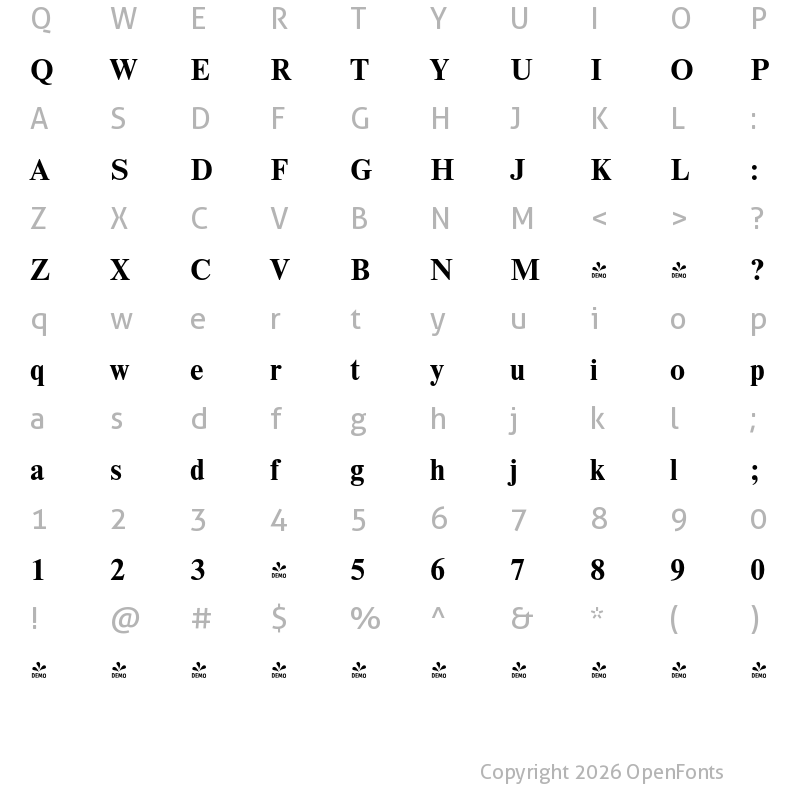 Character Map of FONTSPRING DEMO - Newton Bold