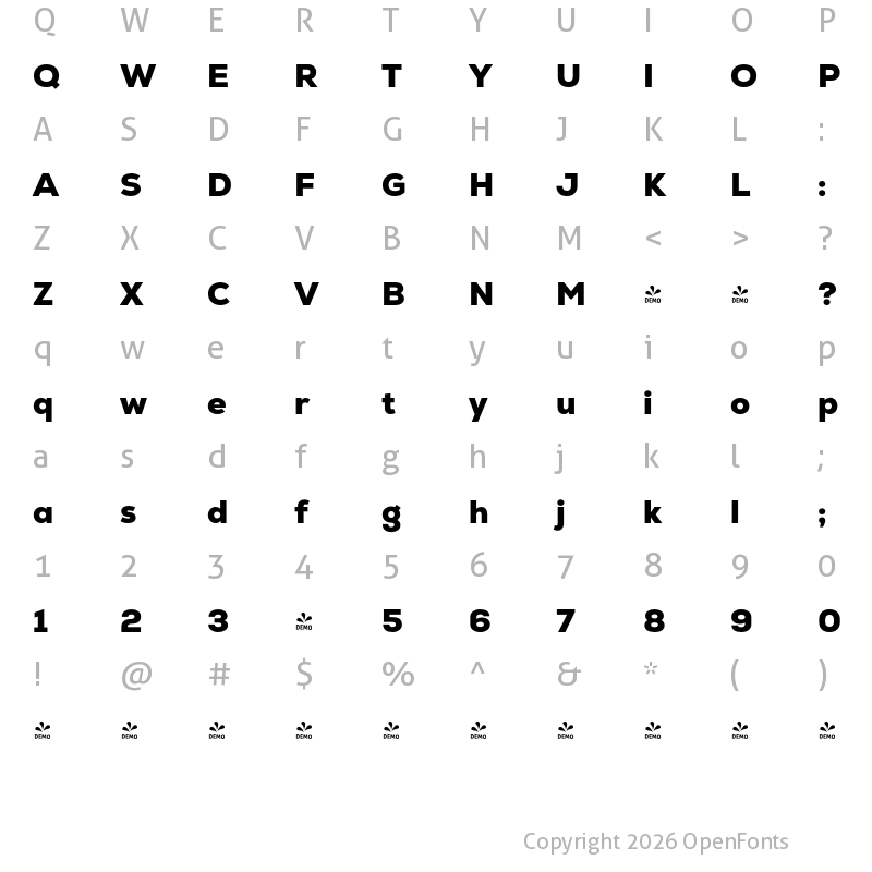 Character Map of FONTSPRING DEMO - Nexa Black Regular