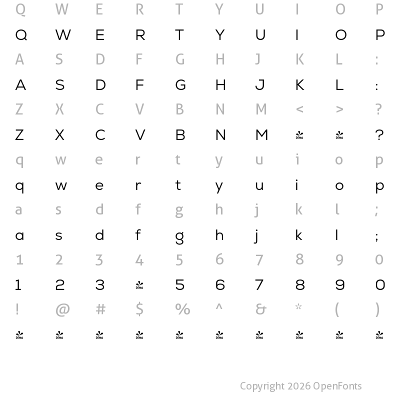 Character Map of FONTSPRING DEMO - Nexa Book Regular