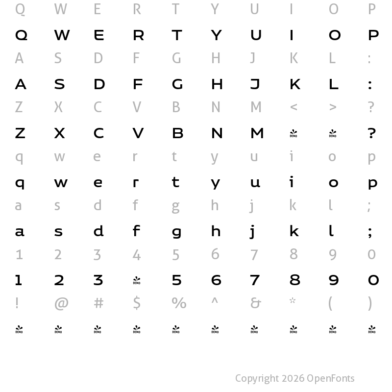 Character Map of FONTSPRING DEMO - Niemeyer Medium Regular