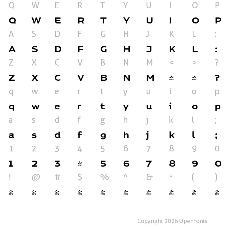 Character Map of FONTSPRING DEMO - Niemeyer SemiBold Regular