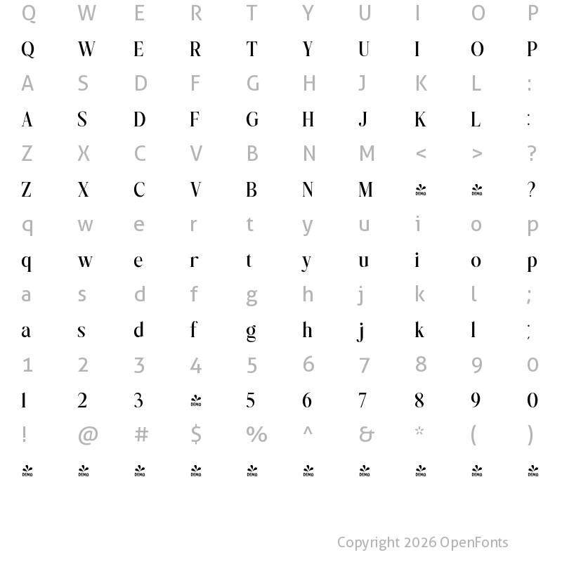 Character Map of FONTSPRING DEMO - Nillota UltraBold Regular