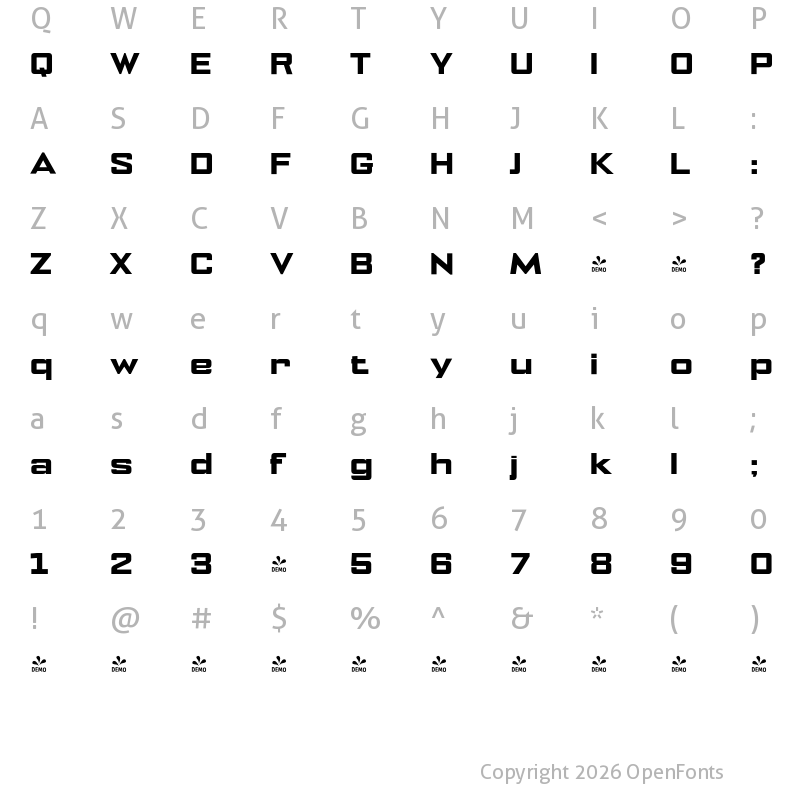 Character Map of FONTSPRING DEMO - NoExit Black Expanded Regular