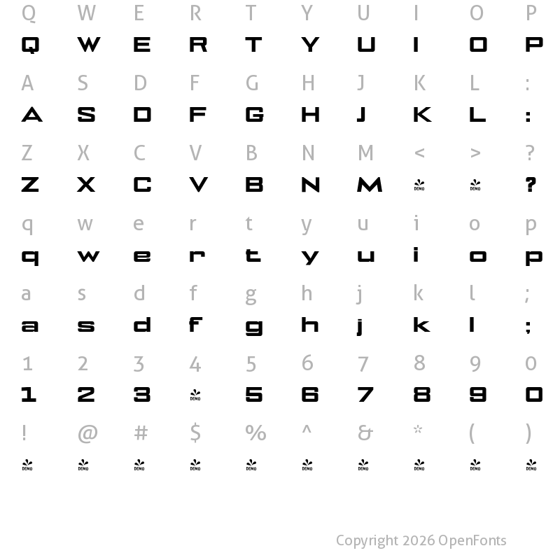Character Map of FONTSPRING DEMO - NoExit Black Extra Expanded Regular