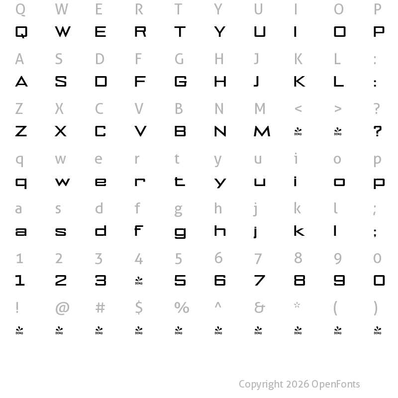Character Map of FONTSPRING DEMO - NoExit Medium Extra Expanded Regular