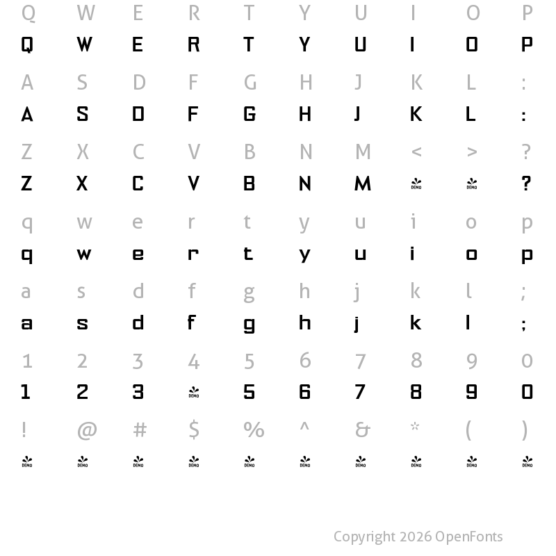 Character Map of FONTSPRING DEMO - NoExit Medium Regular